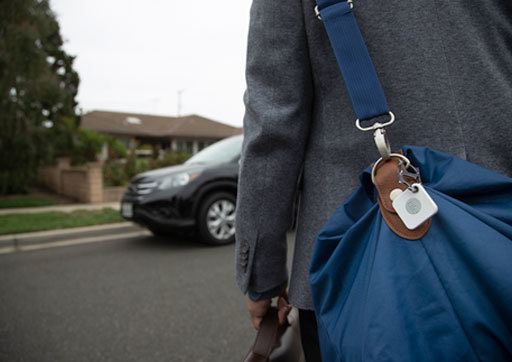 Tile Mate on a duffel bag